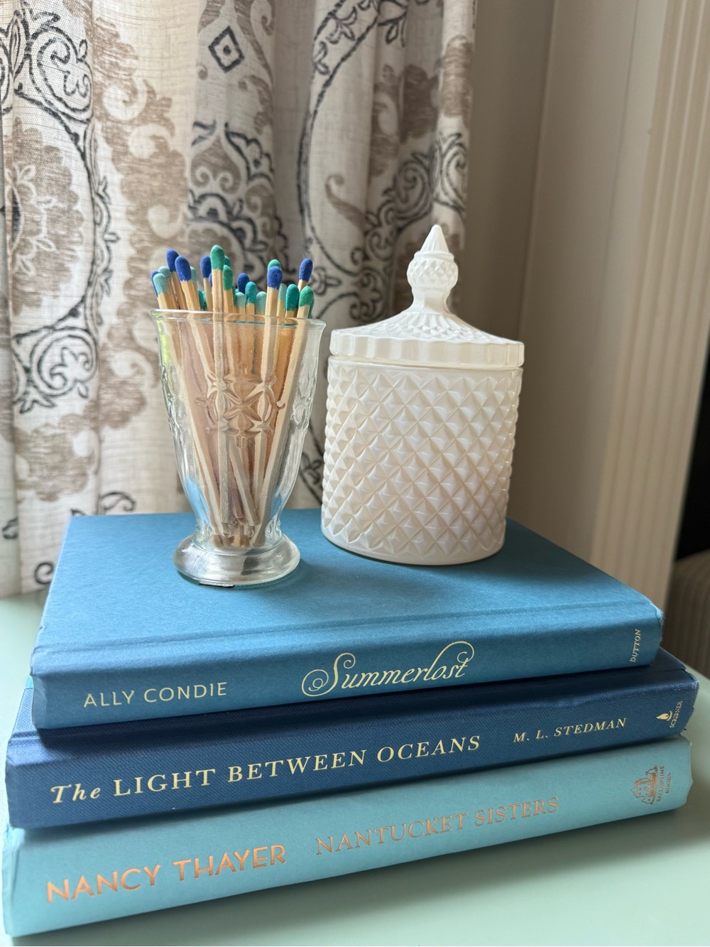 Ocean blue book stack